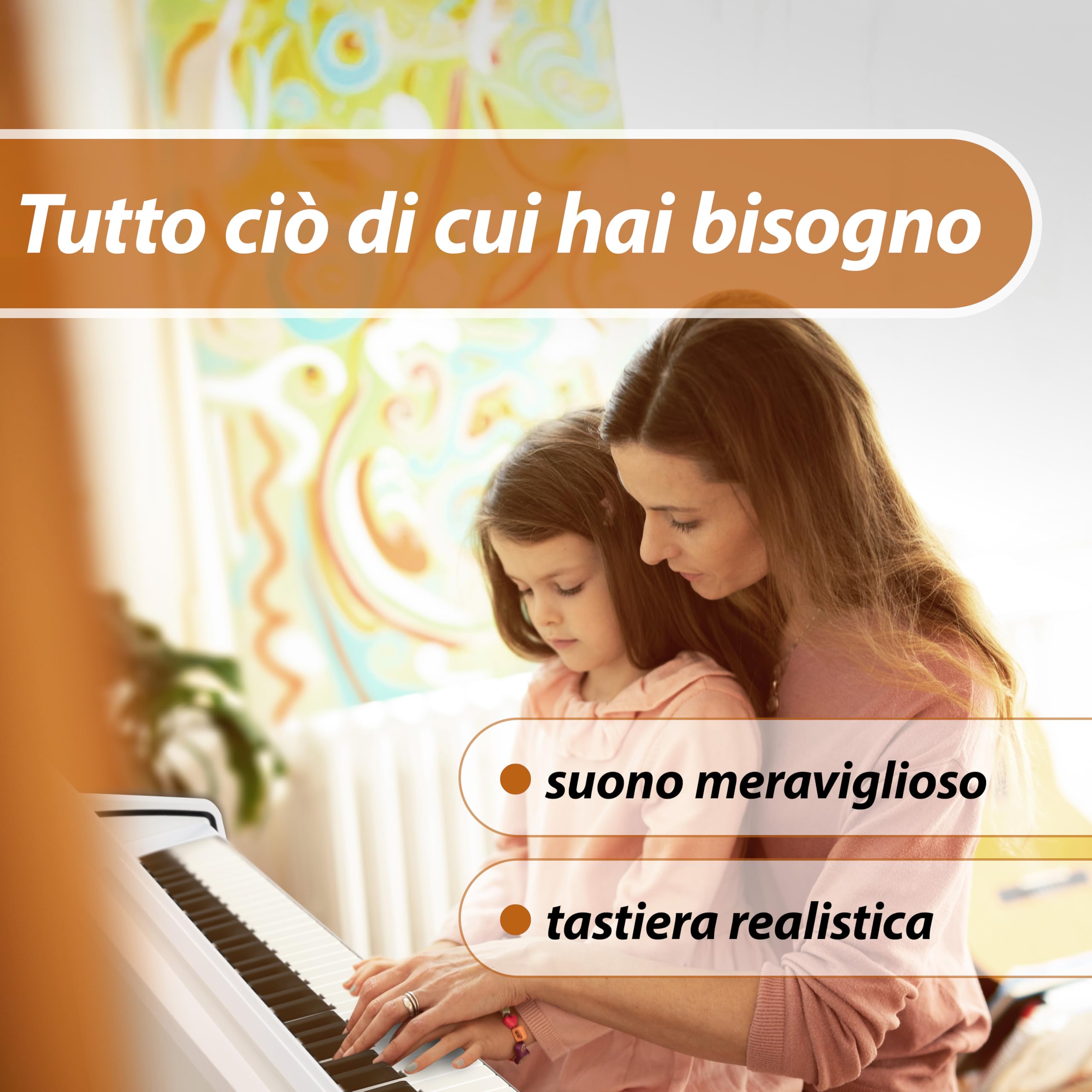 Classic Cantabile DP-50 WM Pianoforte digitale - 88 Tasti con tastiera pesata hammer action - Pianola musicale con USB, 32 polifonia, 14 voci, 3 pedali - Piano digitale per scuola - Bianco opaco