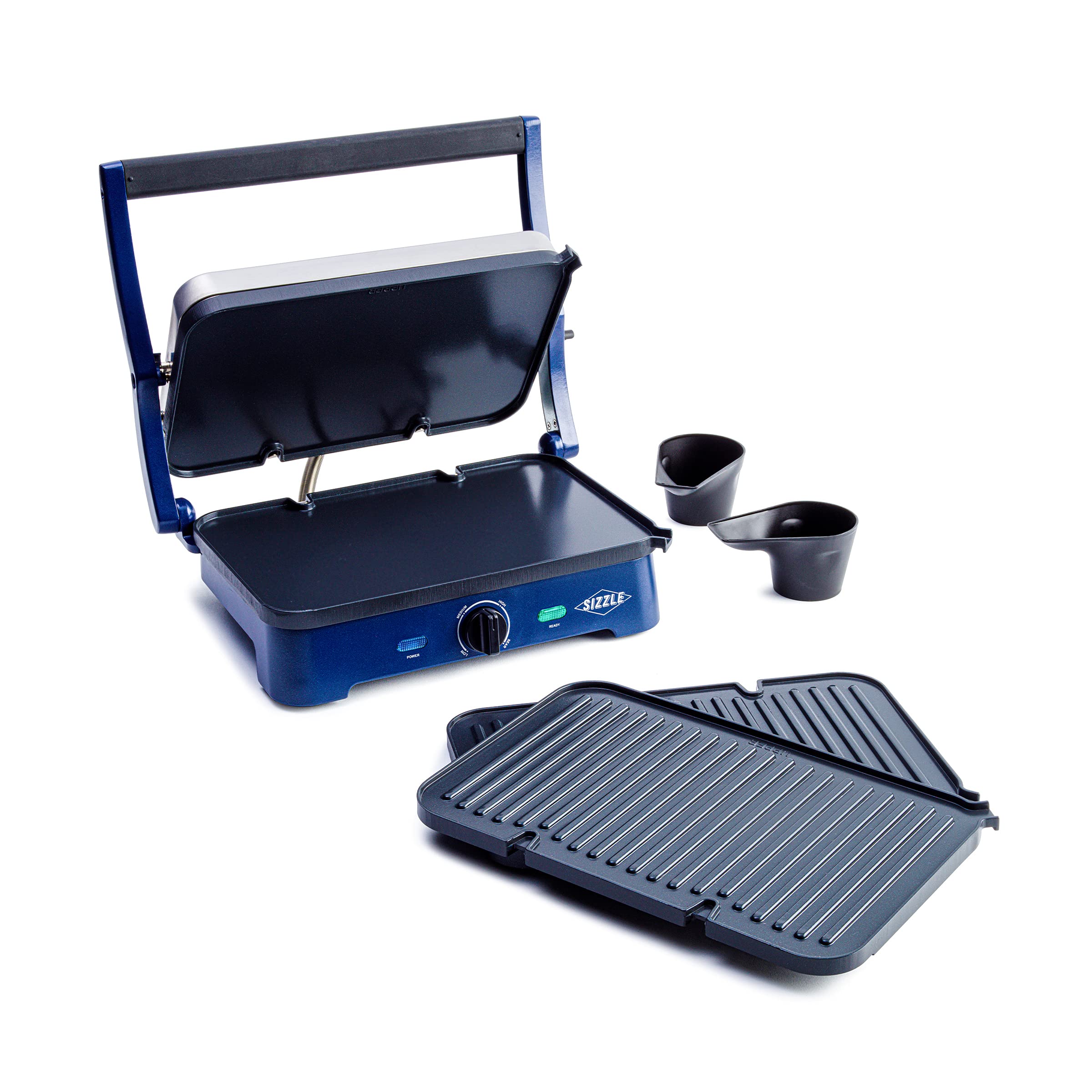 Blue Diamond Sizzle Deluxe Electric Griddle and Grill Pan, Plates
