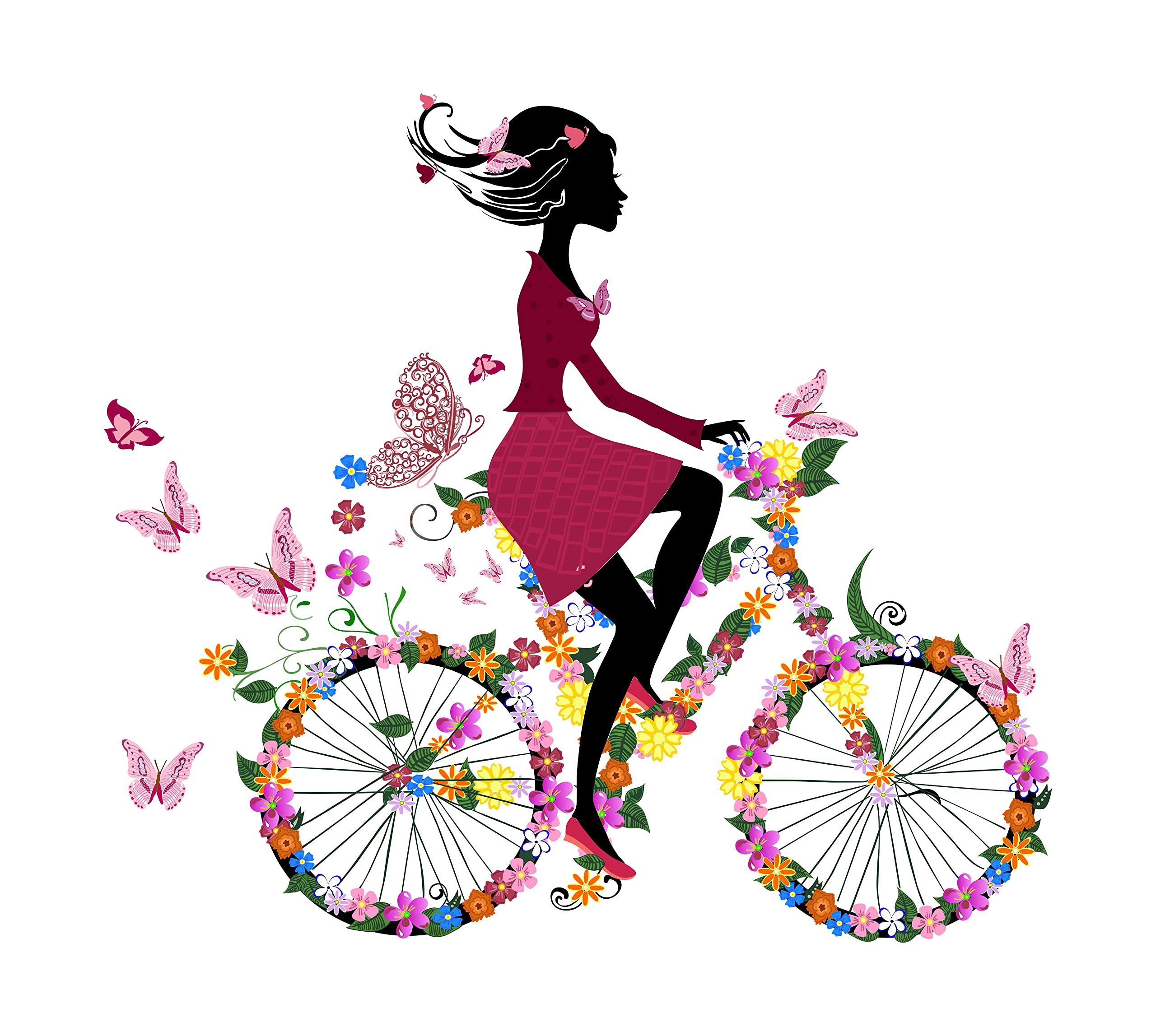 Dreamkraft Girl on Bicycle with Flowers Wall Sticker Eye Catching Wall Sticker for Home Decor, Kids Room Decor (Multicolor, PVC Vinyl, 87 x 97 cm) (B0BBC3D4P1) Amazon Price History, Amazon Price Tracker
