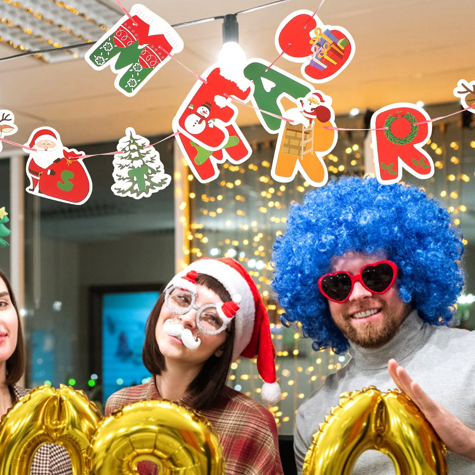 Toyvian 5 Juegos Banner Navideño de Papel para Fiestas Merry Christmas