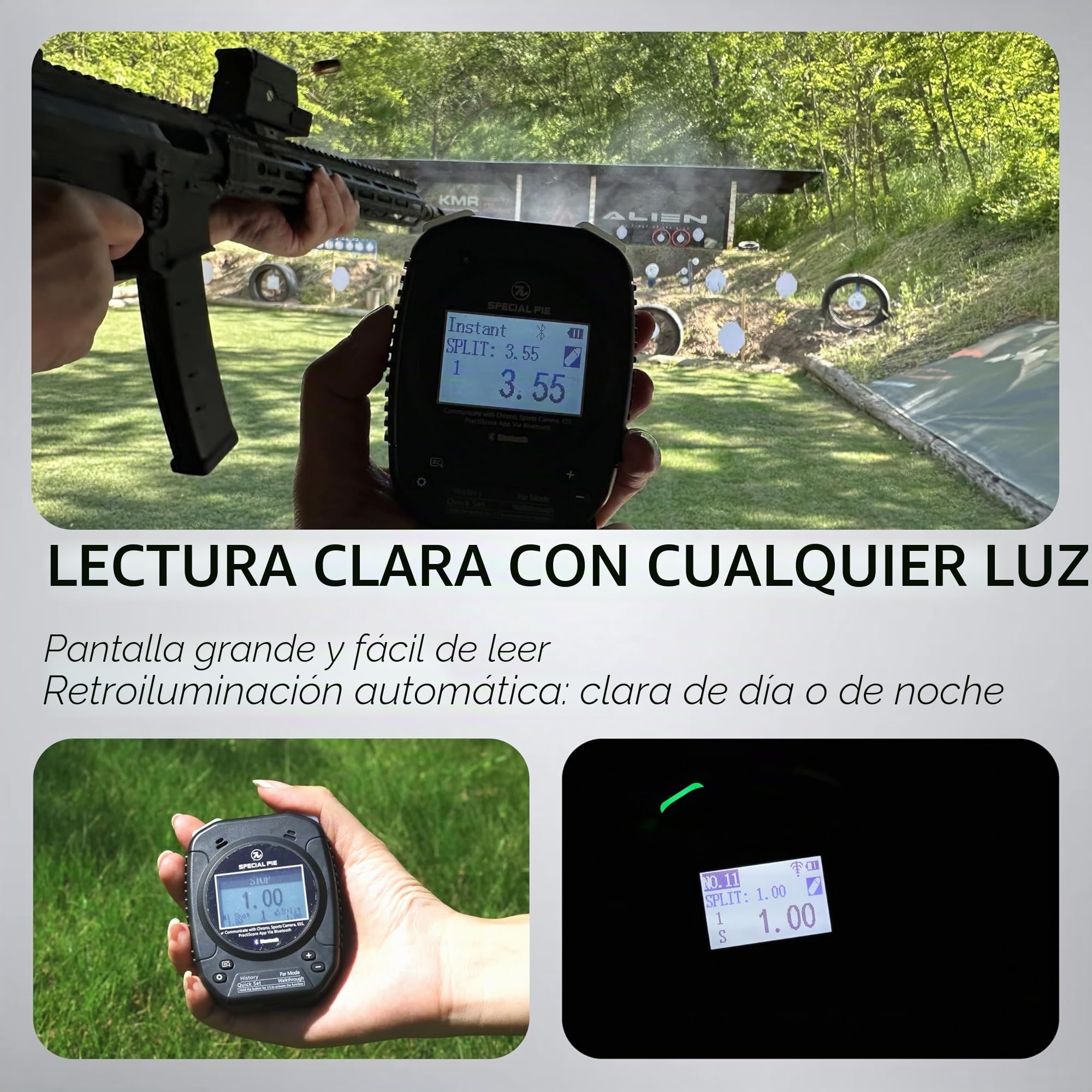 Shot Timer de Tiro – Shooting Timer para Entrenamiento y competición, Range Officer Timer Compatible con USPSA, IPSC, IDPA, Steel Challenge, PRS & CAS(Negro)