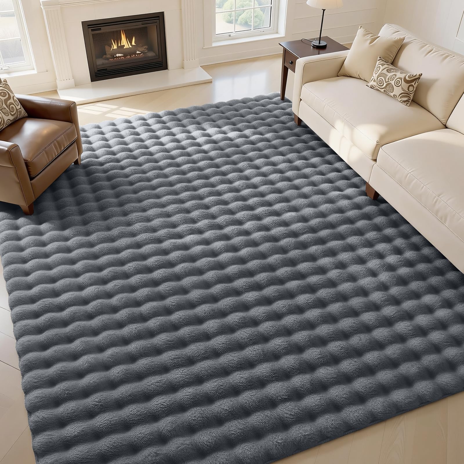 Homaxy Hochflor rutschfeste Teppich Wohnzimmer
