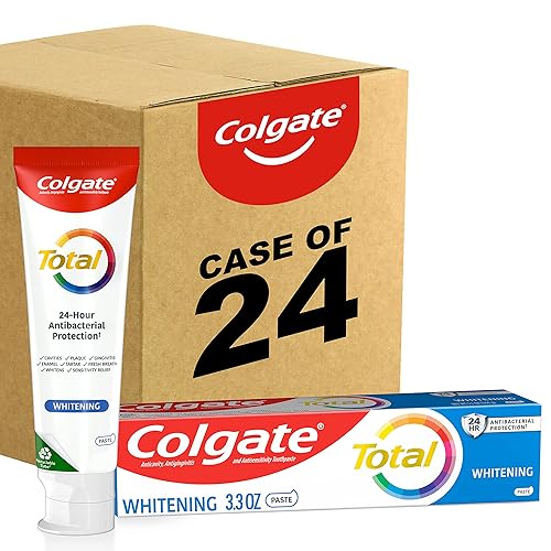 Colgate Pasta dental blanqueadora total, refresca el aliento, blanquea los dientes y proporciona alivio de la sensibilidad, sabor a menta, paquete