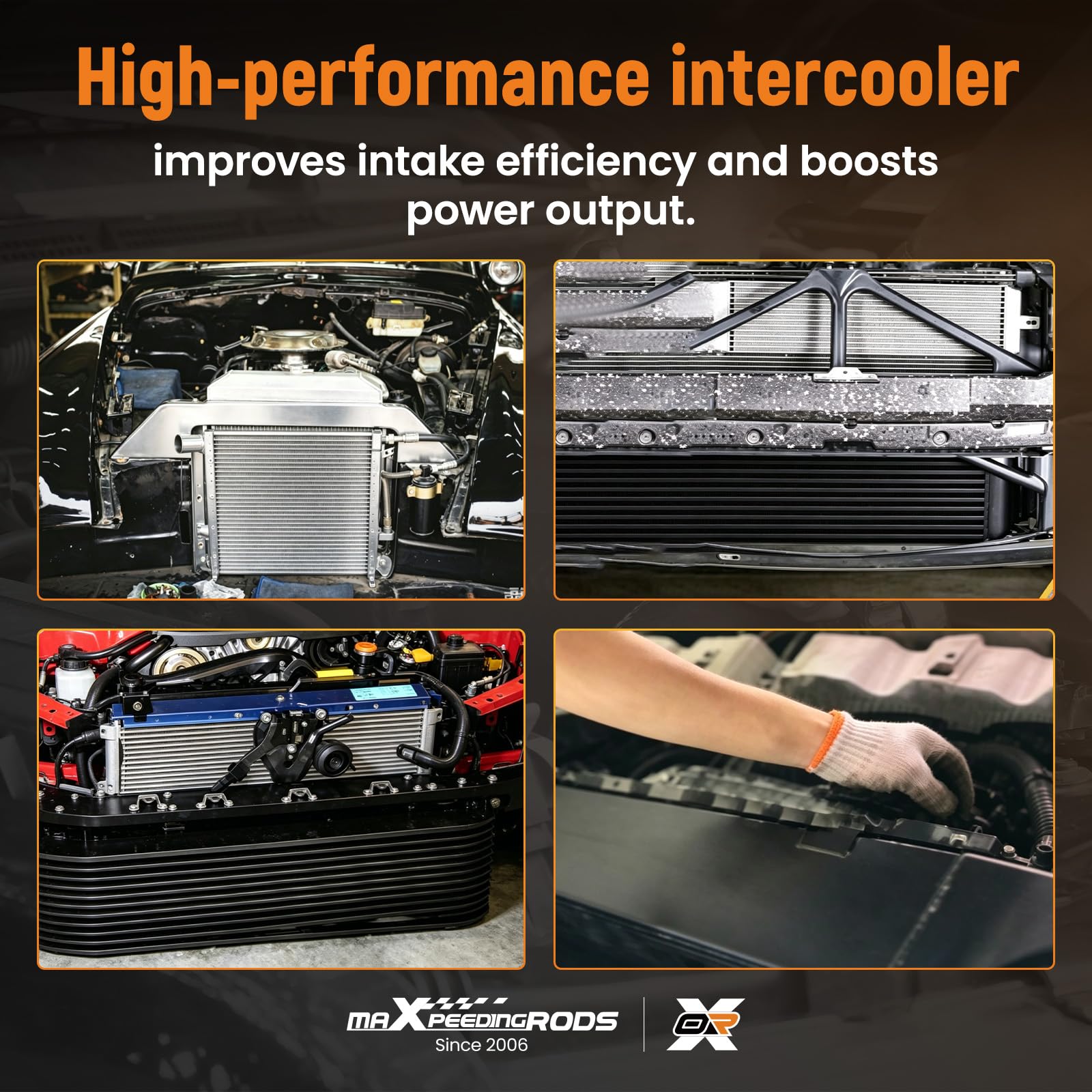 maXpeedingrods Intercooler Universal 27.00" (L) X 7.00" (H) X 2.50"(W)', Radiador de Diesel de Alumnio, Refrigerador de Agua con Entrada/Salida: 2.5'', Tubos y Aletas de Manterial de Alumnio | Radiador de Diesel de Alumnio, Refrigerador de Agua con Entrad