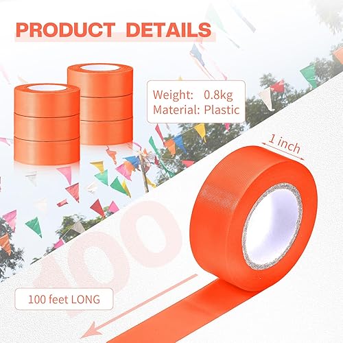 Miniatura 3 de Newwiee Paquete de 24 cintas fluorescentes de señalización, 1 pulgada x 2400 pies, cinta de plástico no adhesiva de neón para caza, rastros,