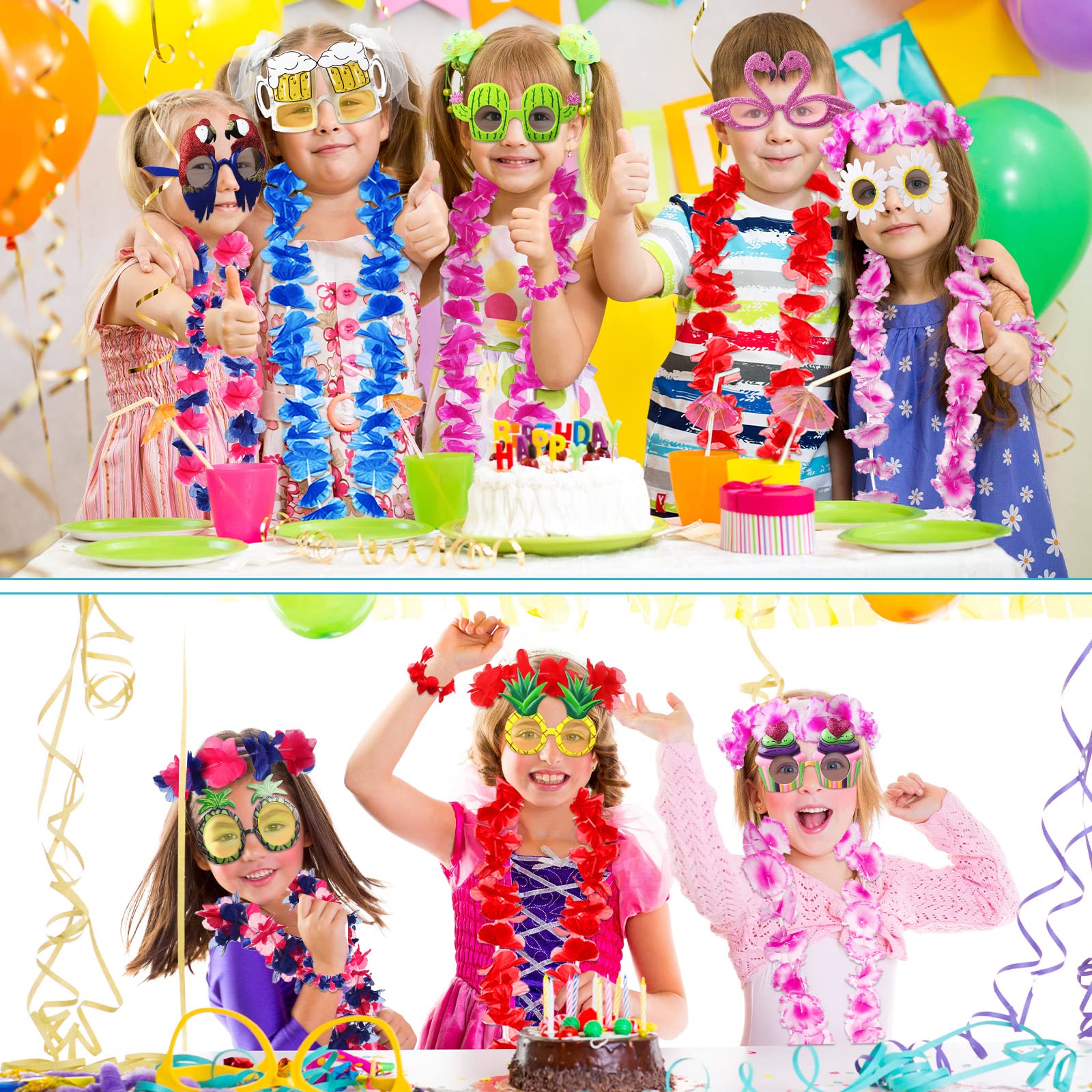 Paquete De 12 Leis Hawaianos Gruesos 41 - 4 Colores Para Fi