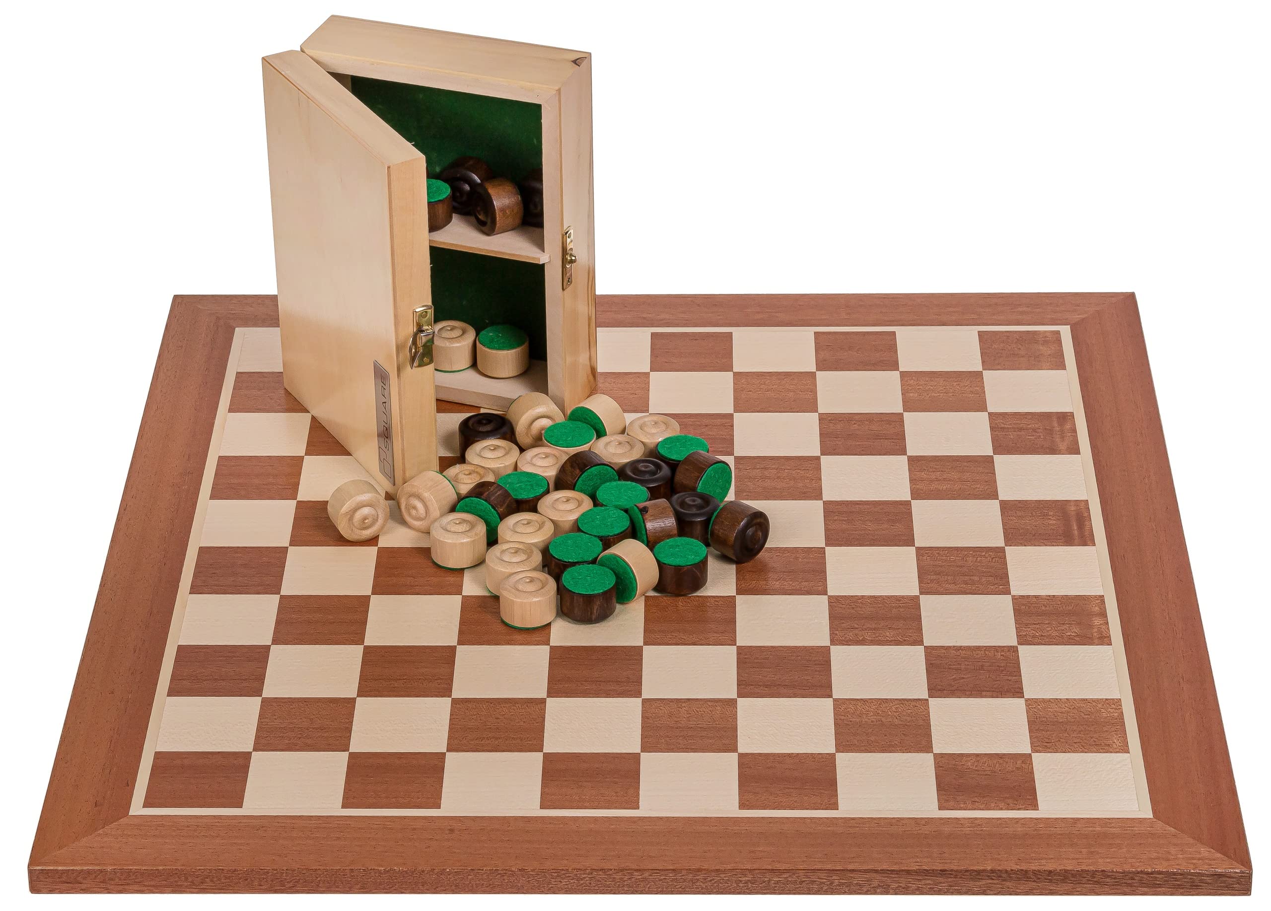 Square - Pro Dame Set 100 Campo - Scacchiera in legno Mogano - Campo 40 x 40 mm