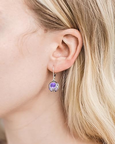 Miniatura 4 de Bottled Up Designs Handmade Vintage Lace Leverback Earrings, Recycled 1900's Purple Medicine Bottle Glass, Sterling Silver, Eco Friendly, Made in