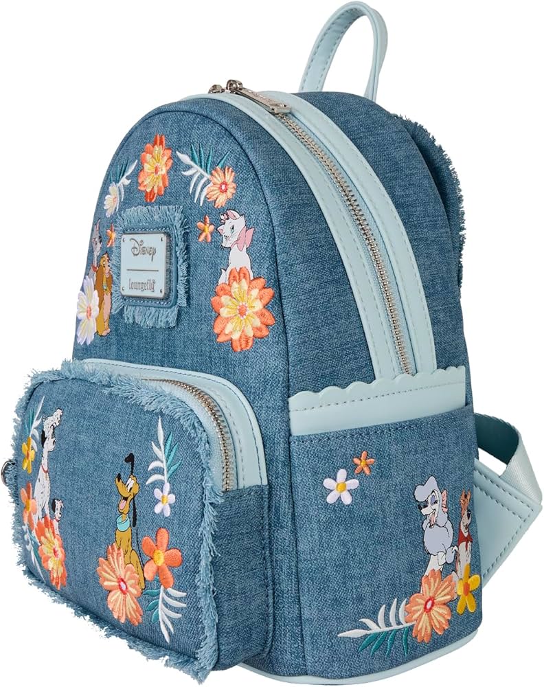 Amazon.com: Loungefly Disney Dogs & Cats Faux Denim Fringe Mini