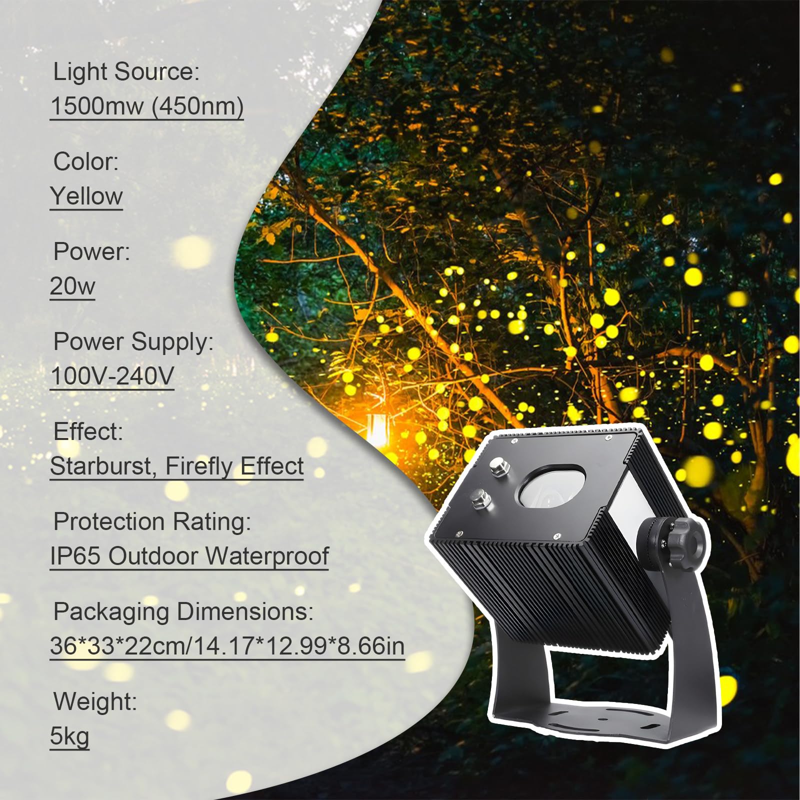 SHAHRYAR Proiettore Starlight Impermeabile 20w,Laser Ad Alta Potenza,Base Lampada Fissa,Angolo Regolabile,per Decorazioni da Giardino, Patio, Feste di Natale