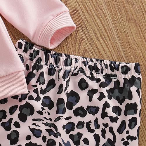 Miniatura 6 de Madjtlqy Conjunto de ropa para bebé recién nacido, camiseta estampada con estampado de leopardo y diadema