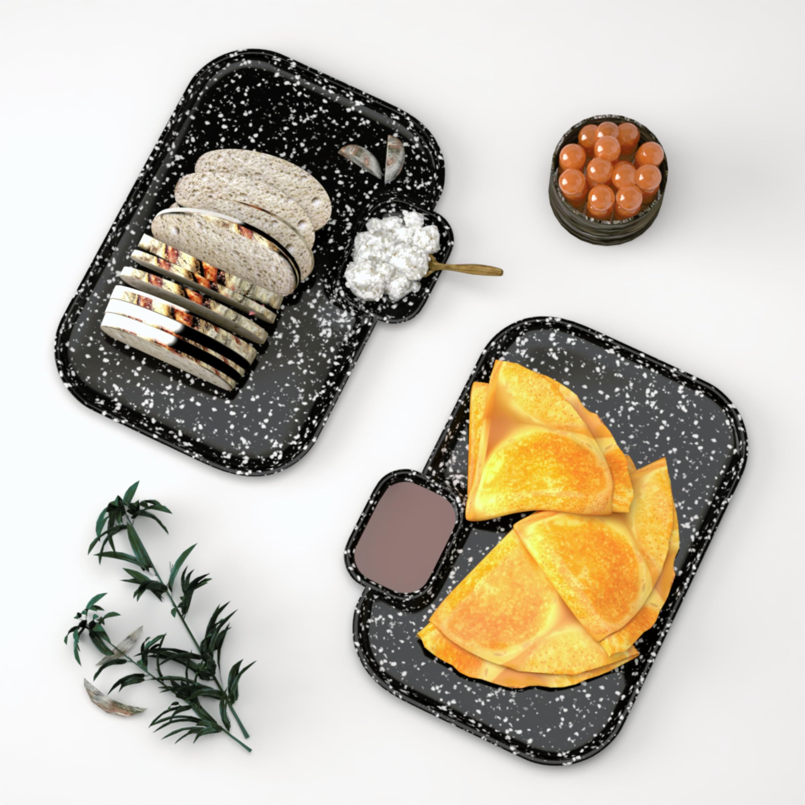 Castleite Multi-Purpose Kitchen Serving Platter: Deluxe Melamine Crockery Set of 2 - Versatile Chip and Dip Tray for Snacks, Starters & Desserts (Nantes)