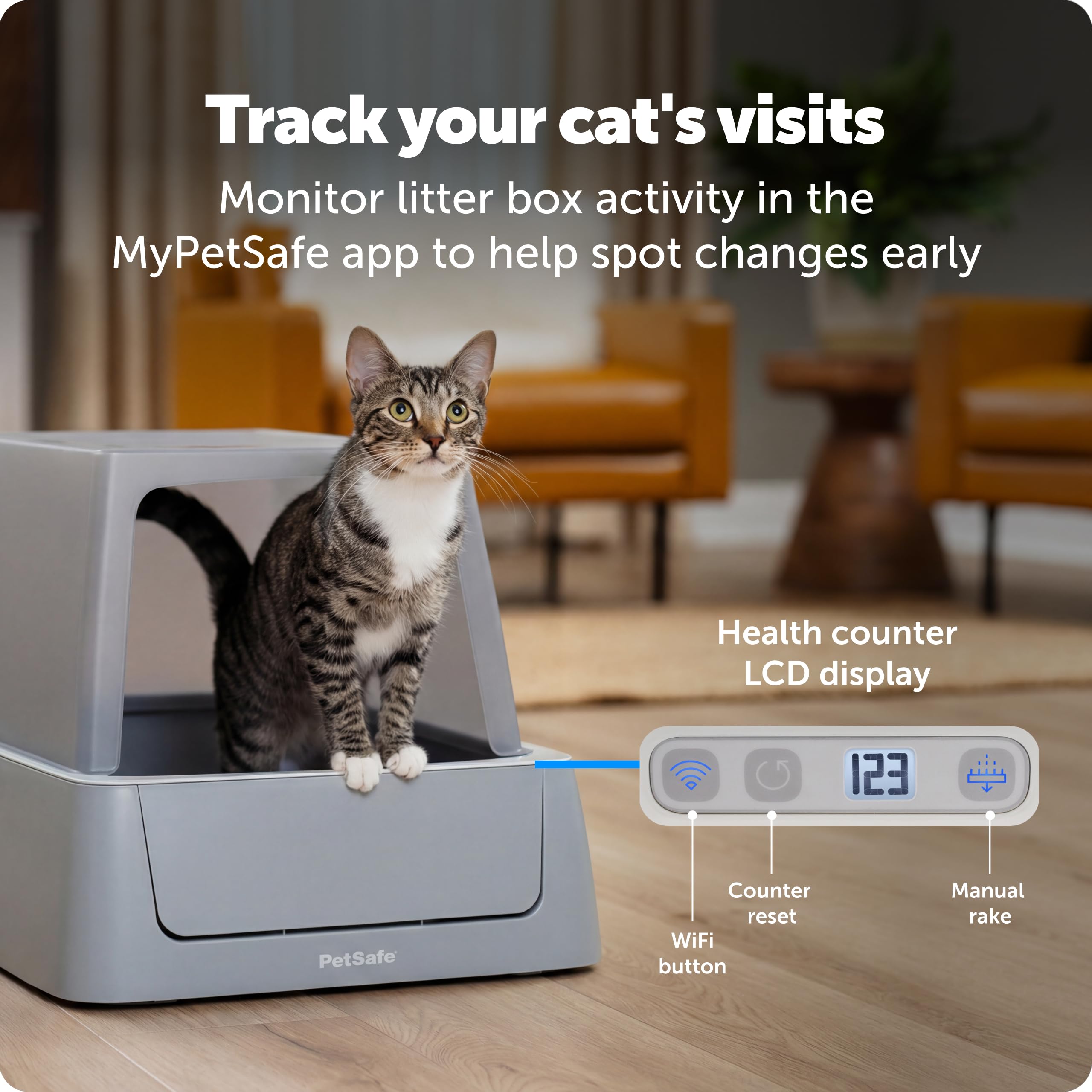PetSafe ScoopFree Crystal Smart Self-Cleaning Automatic Litter Box - Front Entry - Uncovered Motion-Sensing Cat Box with Integrated Health Counter & App - Includes 1 Disposable Crystal Litter Tray - image 6