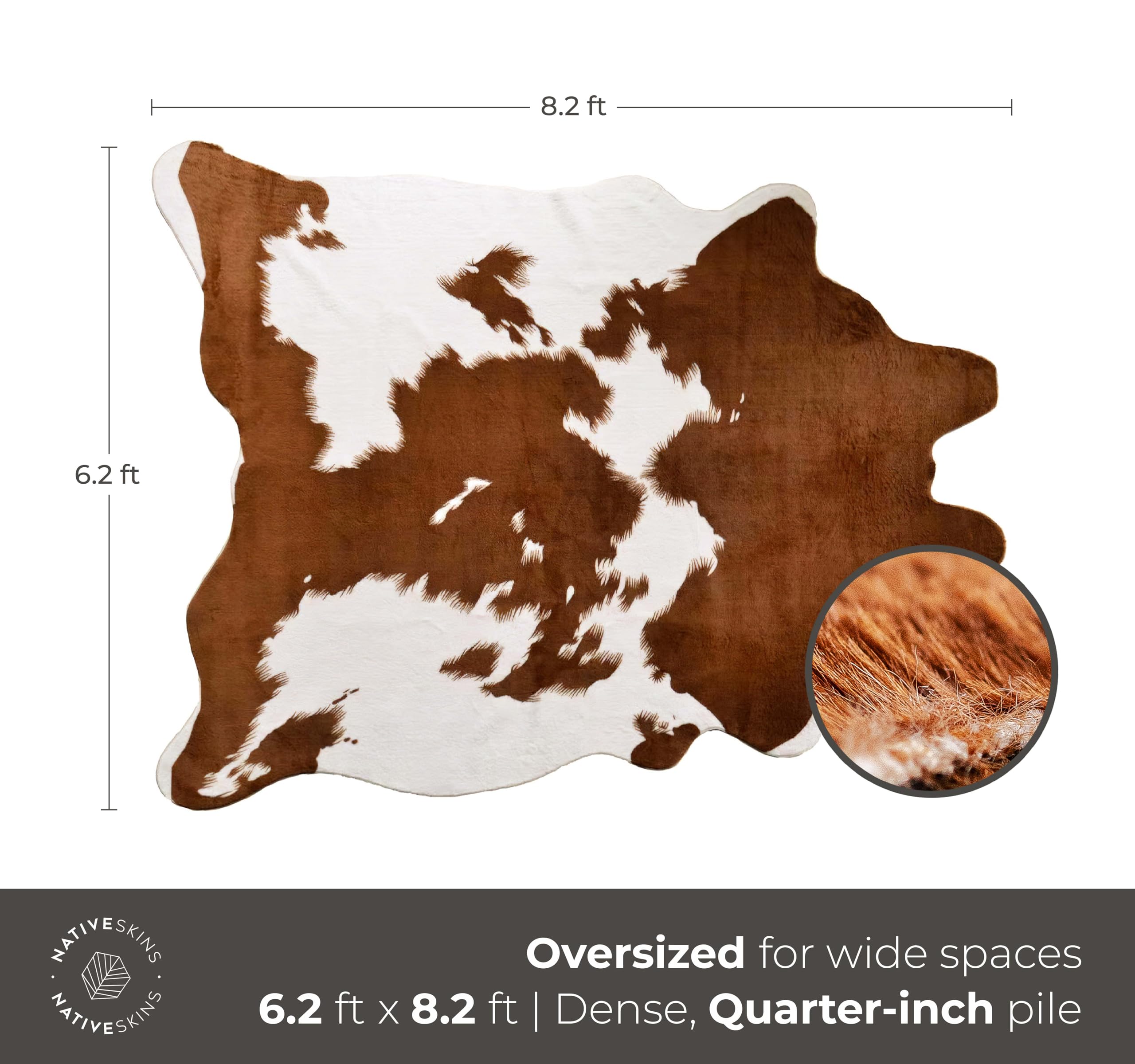 天然牛革ラグ 大判 ブラウン・クリーム 天然牛革ラグ 大判 ブラウン・クリーム