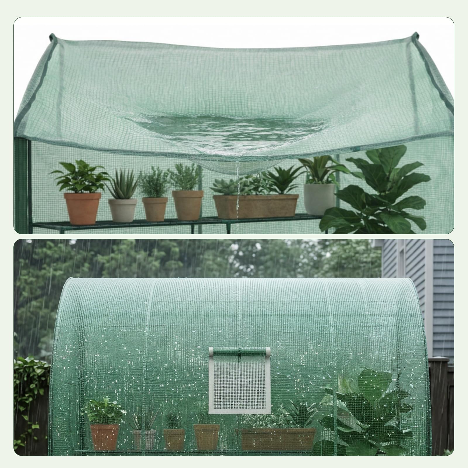 LARMNEE Serre Adossée, Serre à Tomates, avec Bâche PE à Fermeture à Glissière sur Les Côtés, 200 x 100 x 210 cm, Cadre Métallique, pour Fleurs, Légumes, Balcon, Plantes, Terrasse, Vert EGN72GH02
