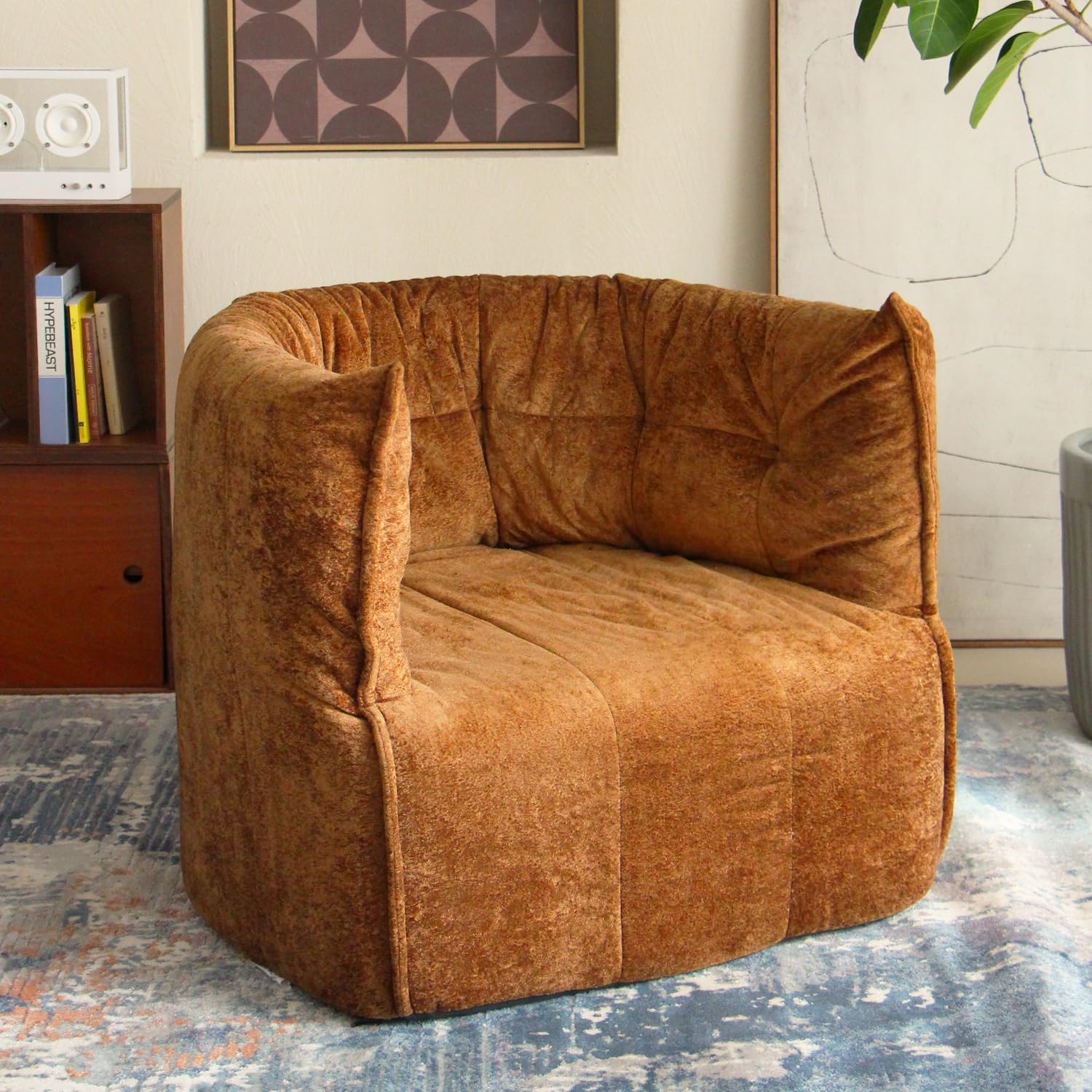 N V Mid Century Brigantin Deep Relaxation Sofa Soft Premium Chenille for Living Room Bedroom and Office Brown