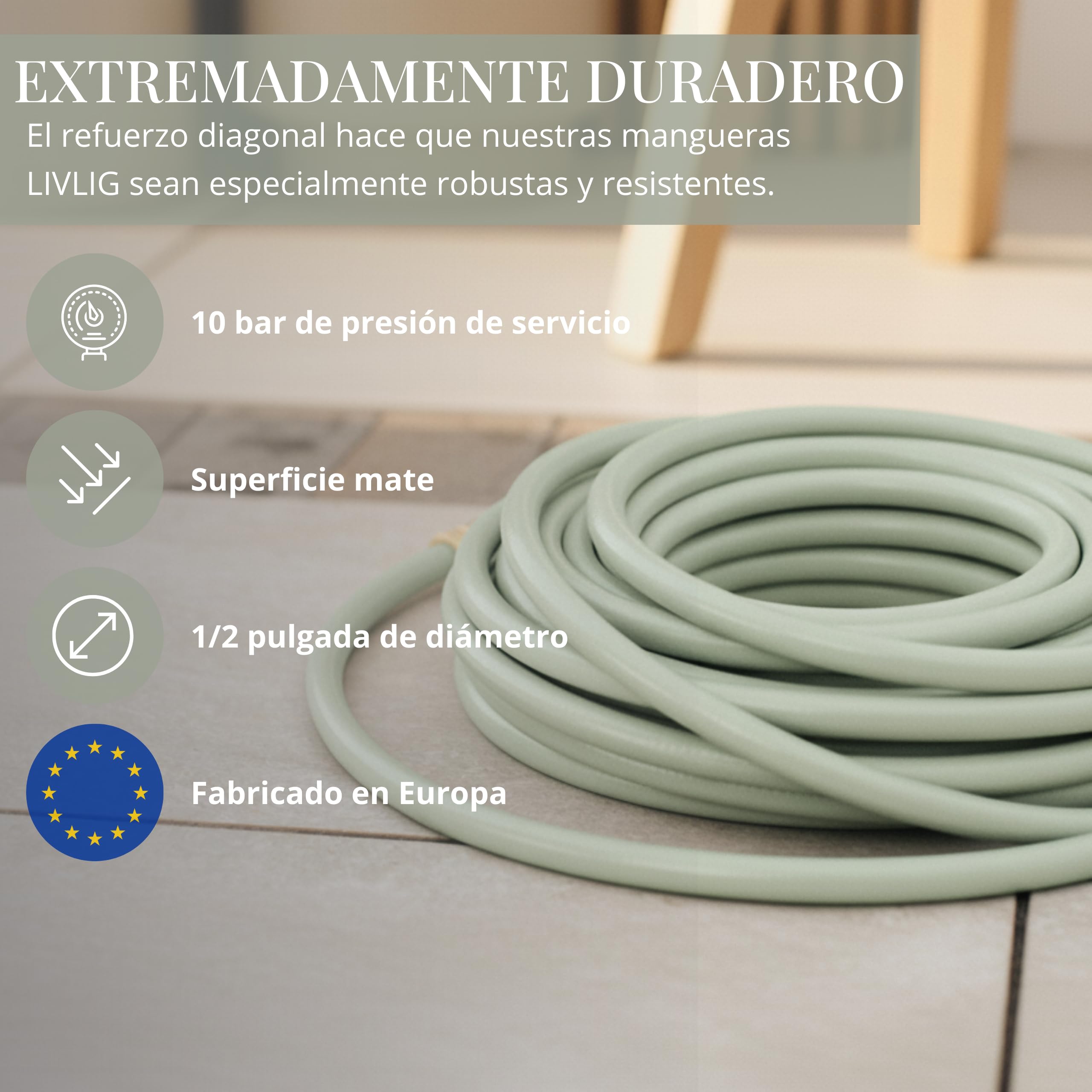 Juego de manguera de jardín de 20 m, manguera de agua de 1/2 pulgada con soporte de pared y pistola de jardín de plástico de alta calidad (3 funciones de pulverización), manguera de riego con