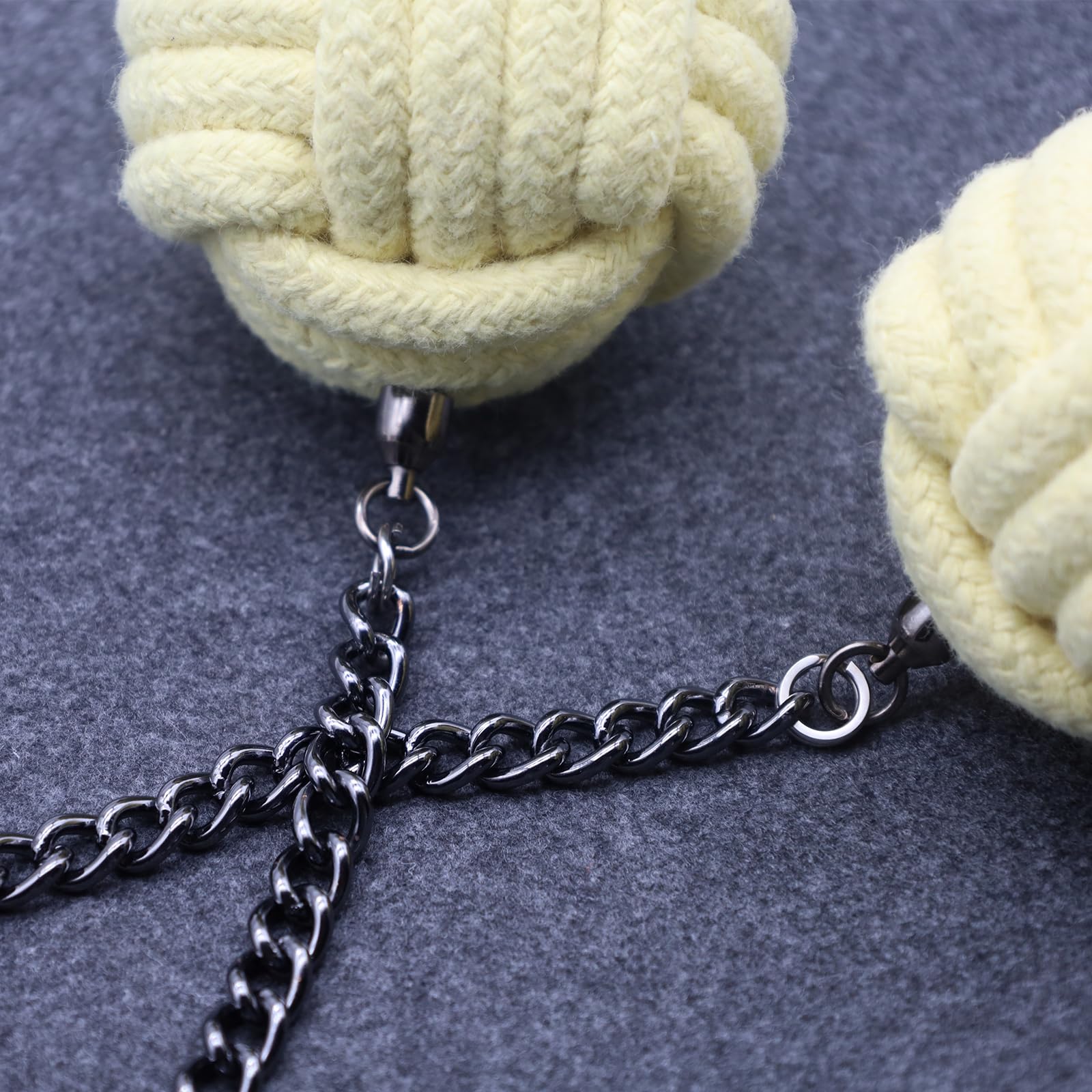 Monkey Fist Fire Poi, 3" Wick en Kevlar - Props de Flux de filation pour Le Cirque, la Danse et la Performance du feu - Set de 2 (Total Length 63cm)
