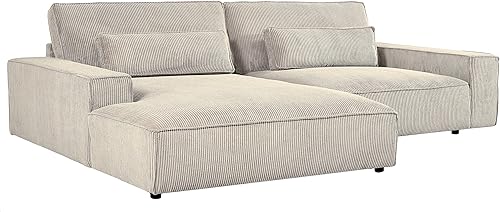 Miniatura 7 de Luxe - Sofá modular de dos piezas de gran tamaño para sala de estar, sofá en forma de L con diván, tapizado con tela de pana, color beige, orientado