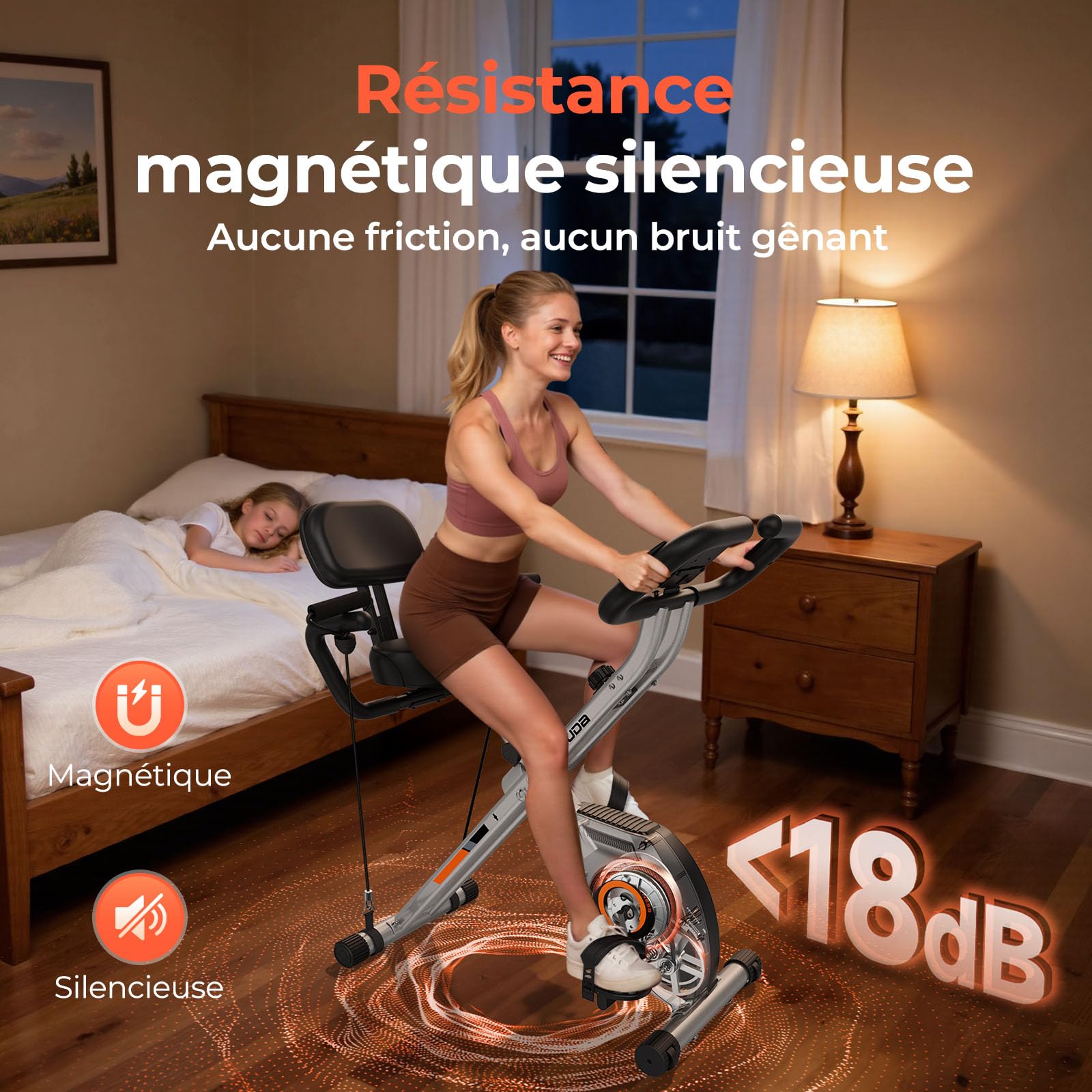YOSUDA Vélo d'appartement Pliable, vélo d'appartement Pliable, vélo d'appartement Peu encombrant avec Bande de résistance intégrée