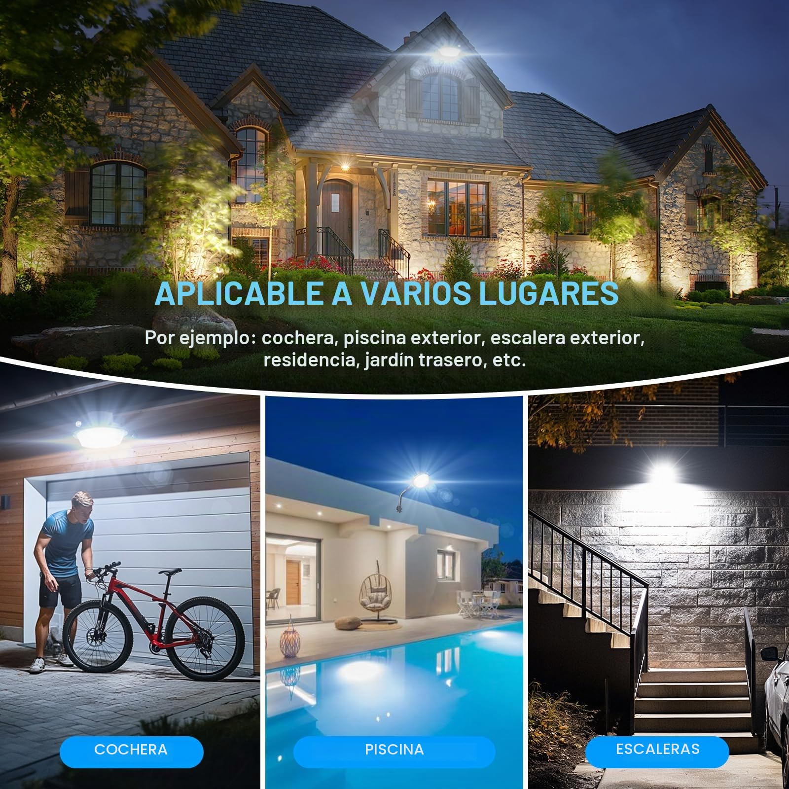 RIGIDON exterior lámpara de calle led 100W 10000 lm 6000K blanco frío | alumbrado público, aluminio, farola de calle, luz de seguridad, luminación áreas 120°, para jardín garaje casa granero balcón