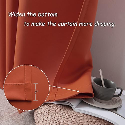 Miniatura 4 de DUALIFE - Cortinas de óxido para sala de estar - 63 pulgadas de largo con dobladillo para la barra, cortinas opacas con aislamiento térmico, ahorro