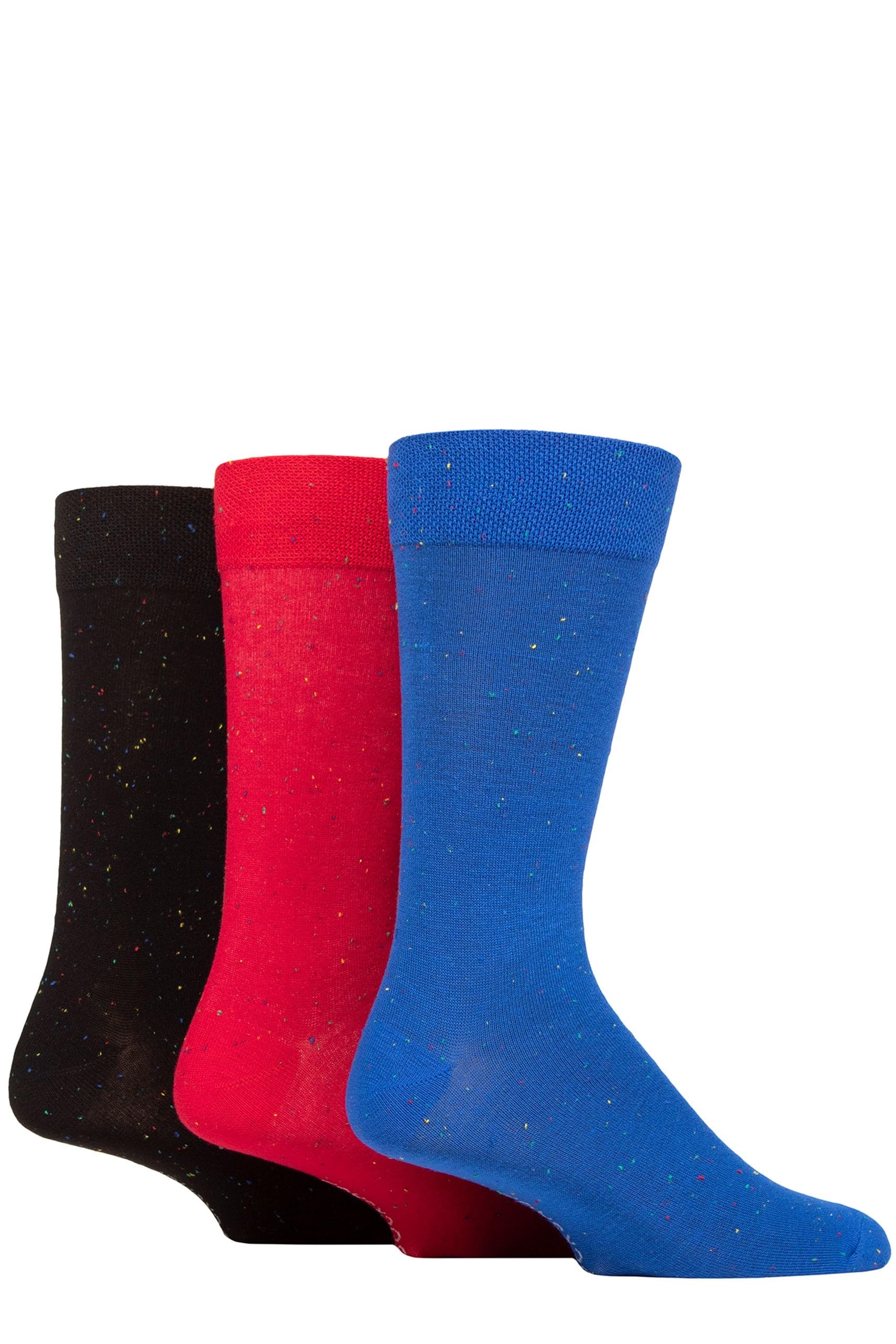 SockShop Mens Speckled Bamboo Socks - Many Colours and Patterns including Spots & Stripes In a Multipack of 3 Pairs Size 6-11 (6-11, Black/Blue/Red)