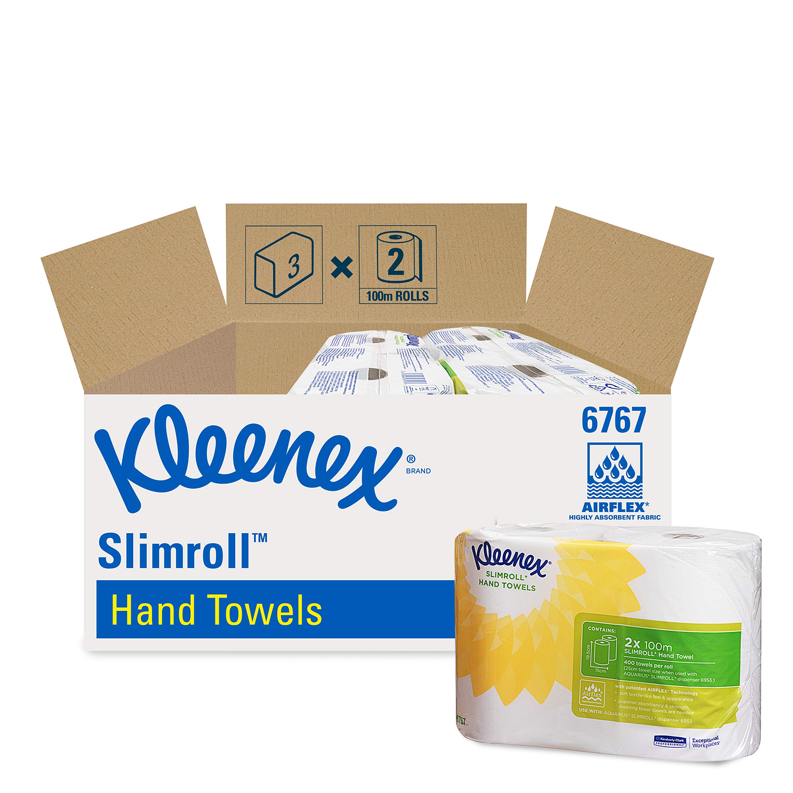 Ręczniki do rąk w rolce Kleenex Slimroll 6767 — 6 x 100 m białych, 1-warstwowych rolek