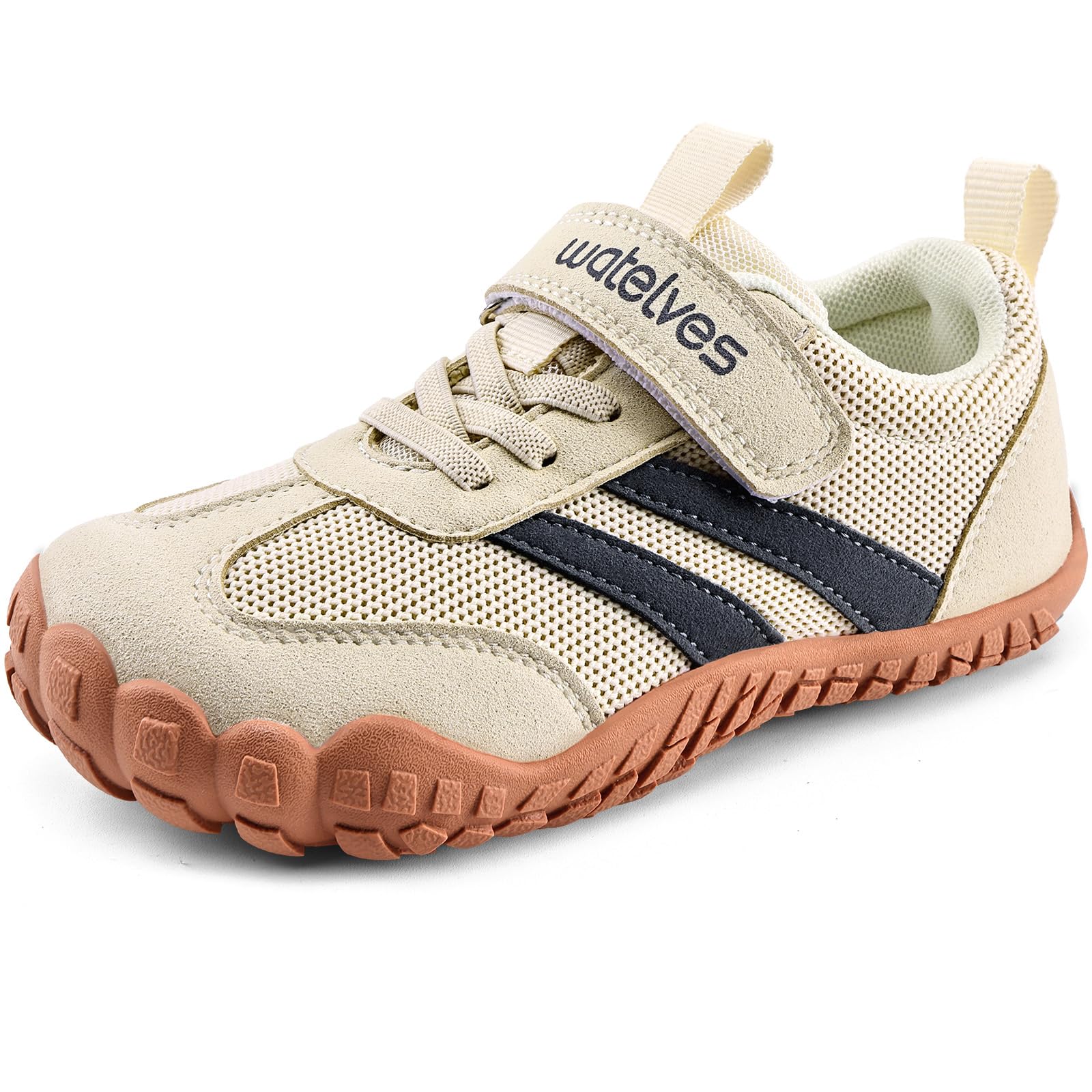 WateLves Kinder Barfußschuhe Jungen Mädchen Barfussschuhe Sneaker mit Klettverschluss Weich Atmungsaktiv,Größe 25-36 EU