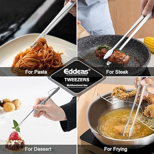 Vista 154 de 12 pinzas pequeñas para servir, minipinzas doradas de 4.3 pulgadas, pinzas de cocina doradas para servir alimentos, barra de café, fiesta de té