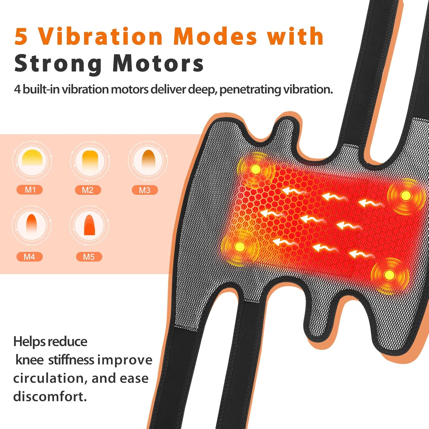 Knee Heating Pad for Pain Relief, Knee Massager with Heat, Heating Knee Brace Wrap, 3 Heat Settings, 5 Vibration Modes, Timer, Extra Long Cord, Perfect for Dad Mom Elders - Image 4