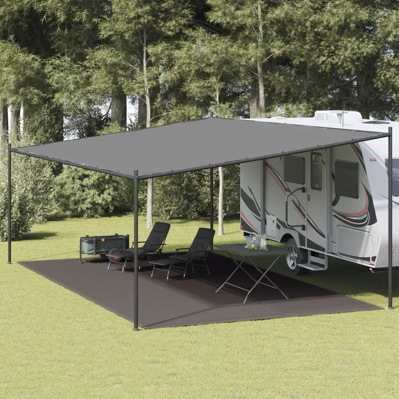 Zeltteppich, Vorzeltteppich, Camping Plane, Teppich Für Camping Vorzelt, Bodenplane Zeltunterlage, Camping Teppich Outdoor, 400x700 cm Anthrazit