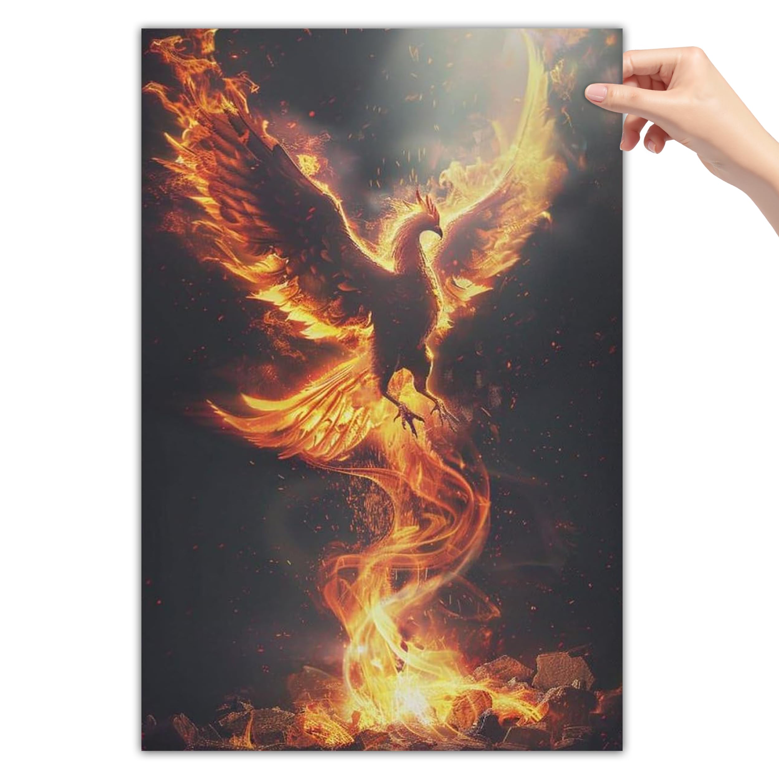Cool Flamebird Fantasy Rebirth Bird Phoenix Rising Poster Canvas Art Wall Decor Posters & Prints Paintings for Bedroom Living Room Decor for Mens