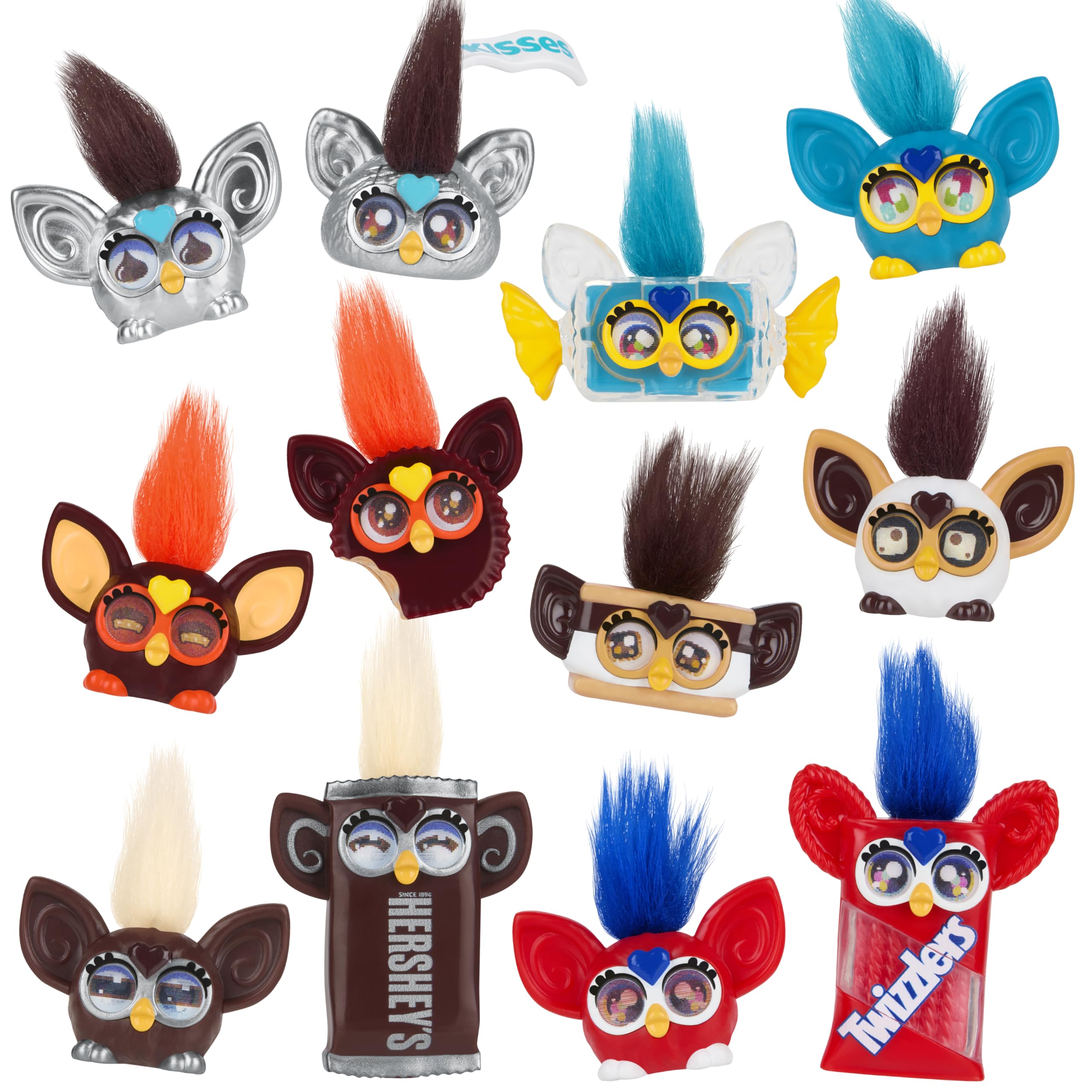 Furby Minis 12 Pack of The Hershey Company Figures, Tiny Compact