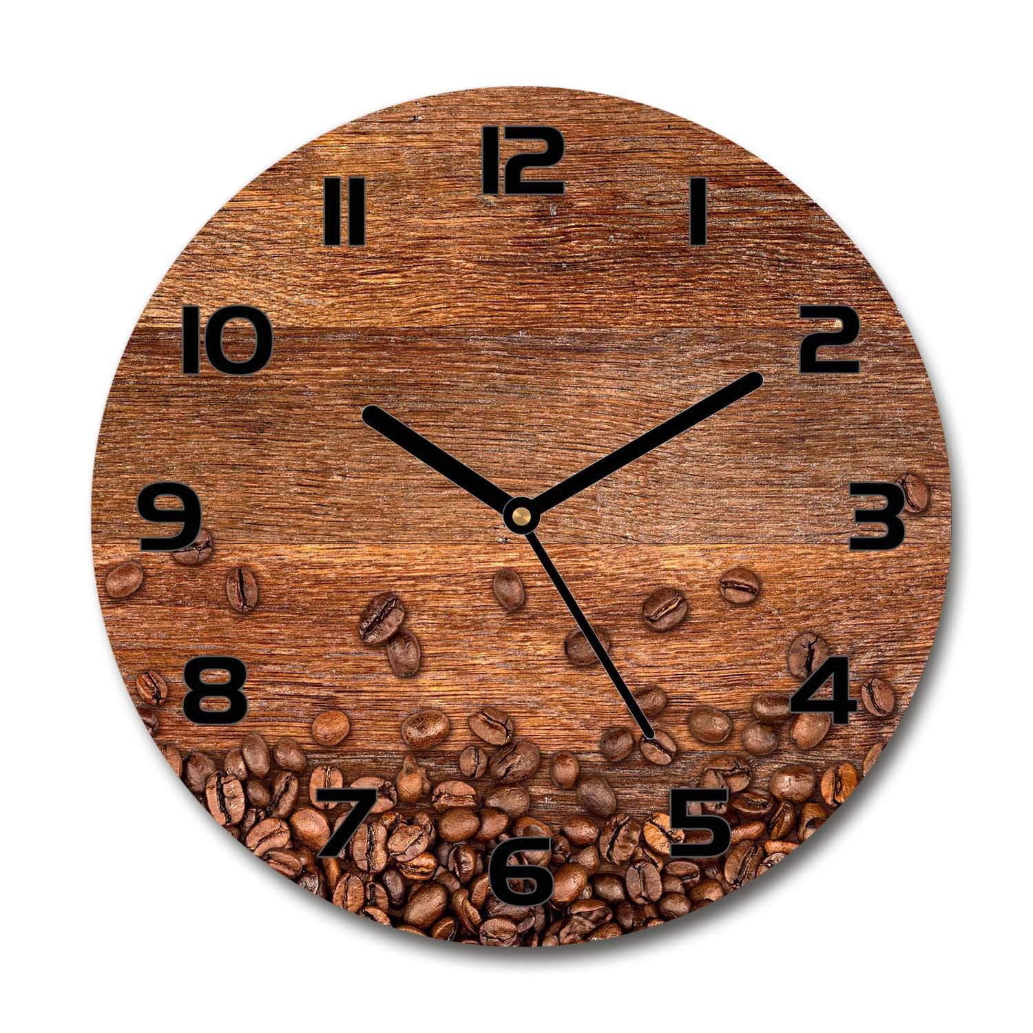 Horloge en Verre Silencieuse Tulup 60x60cm - Cadran Design Grains de Café Mur Salon