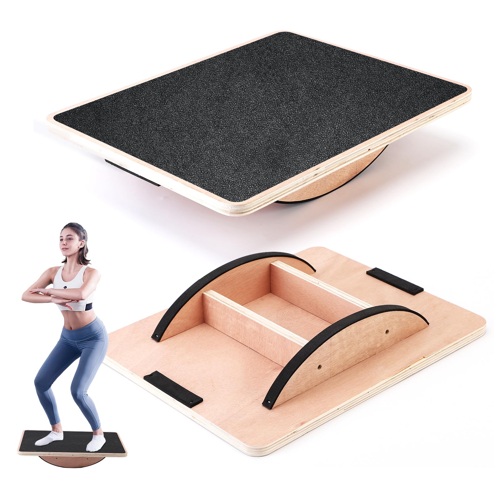 Balance Boards, Tavola oscillante professionale in legno, supporto per desk accessory, allenamento di equilibrio per Under Desk, rullo antiscivolo, Core Strength, Stability, Office, adulti