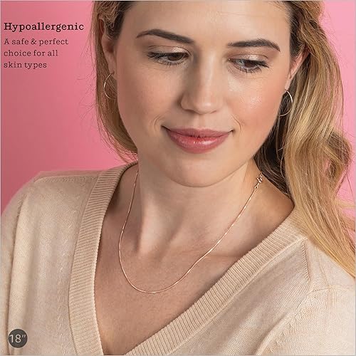 Miniatura 2 de KEZEF Collar de cadena de oro de 18 quilates sobre plata de ley de 0.039 in, fabricado en Italia, cadena de plata de ley para mujer, collar de
