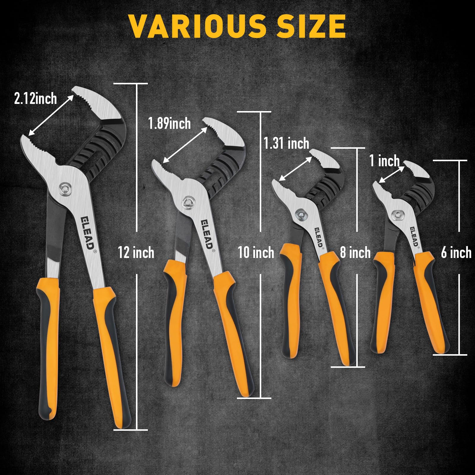 ELEAD Pliers Set - 4 Groove Joint Pliers with Tool Roll -2