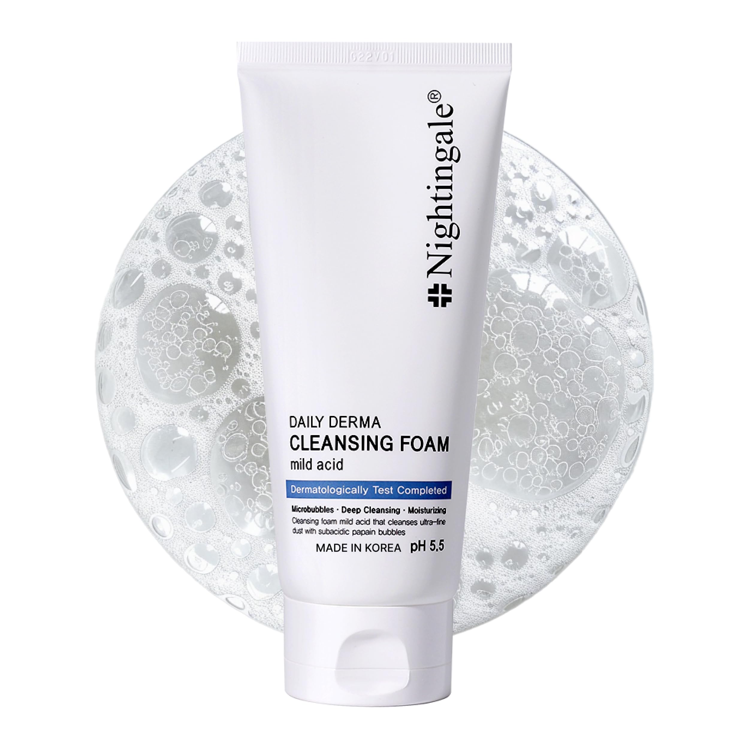 Daily Derma Cleansing Foam (mild acid) 140ml - Hydrating Daily Face Cleanser with Hyaluronic Acid, 96.9% - Hypoallergenic, Cruelty Free Cleansing for Sensitive Skin