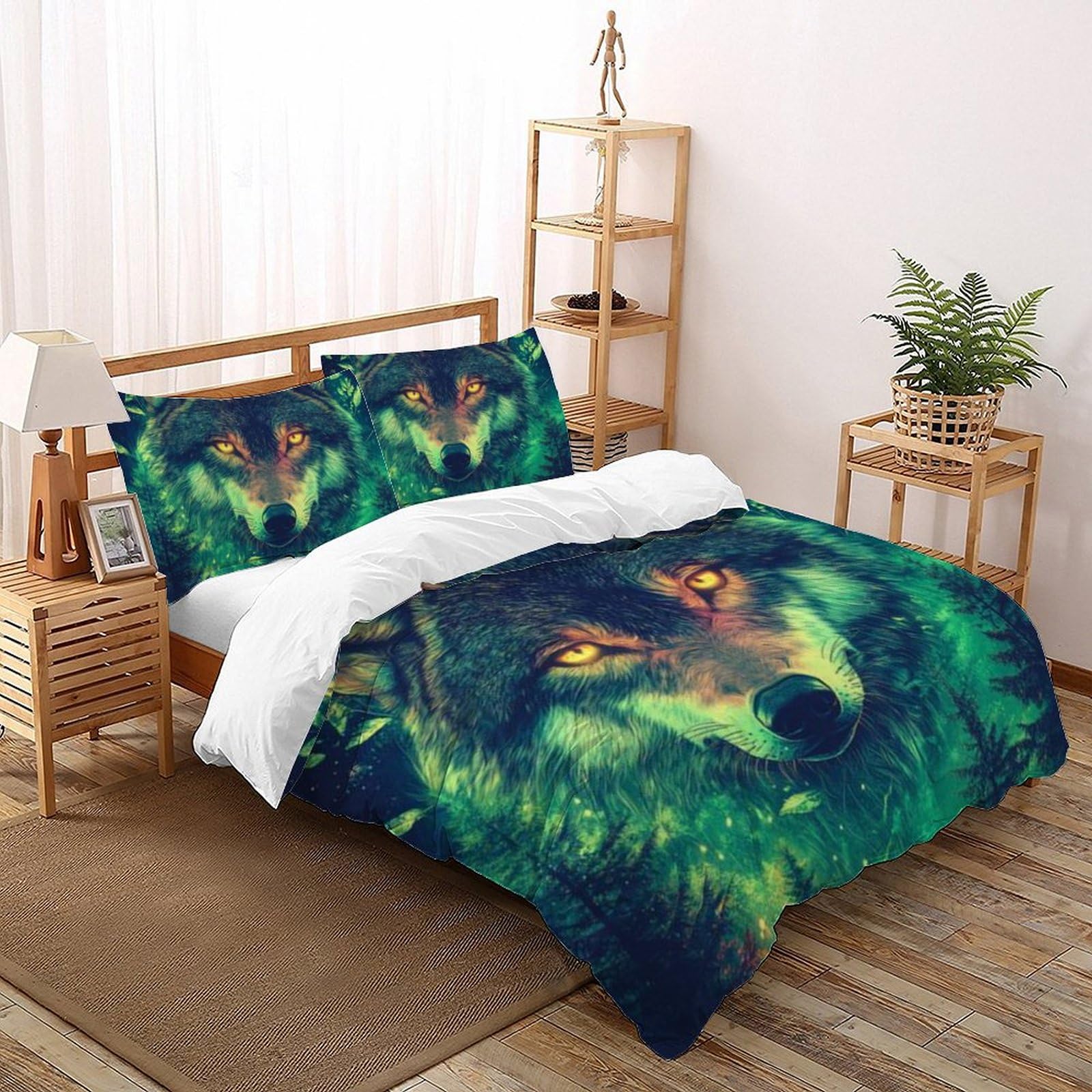 Housse de couette animaux imprimé 3D loup noir pour transformer la chambre des enfants