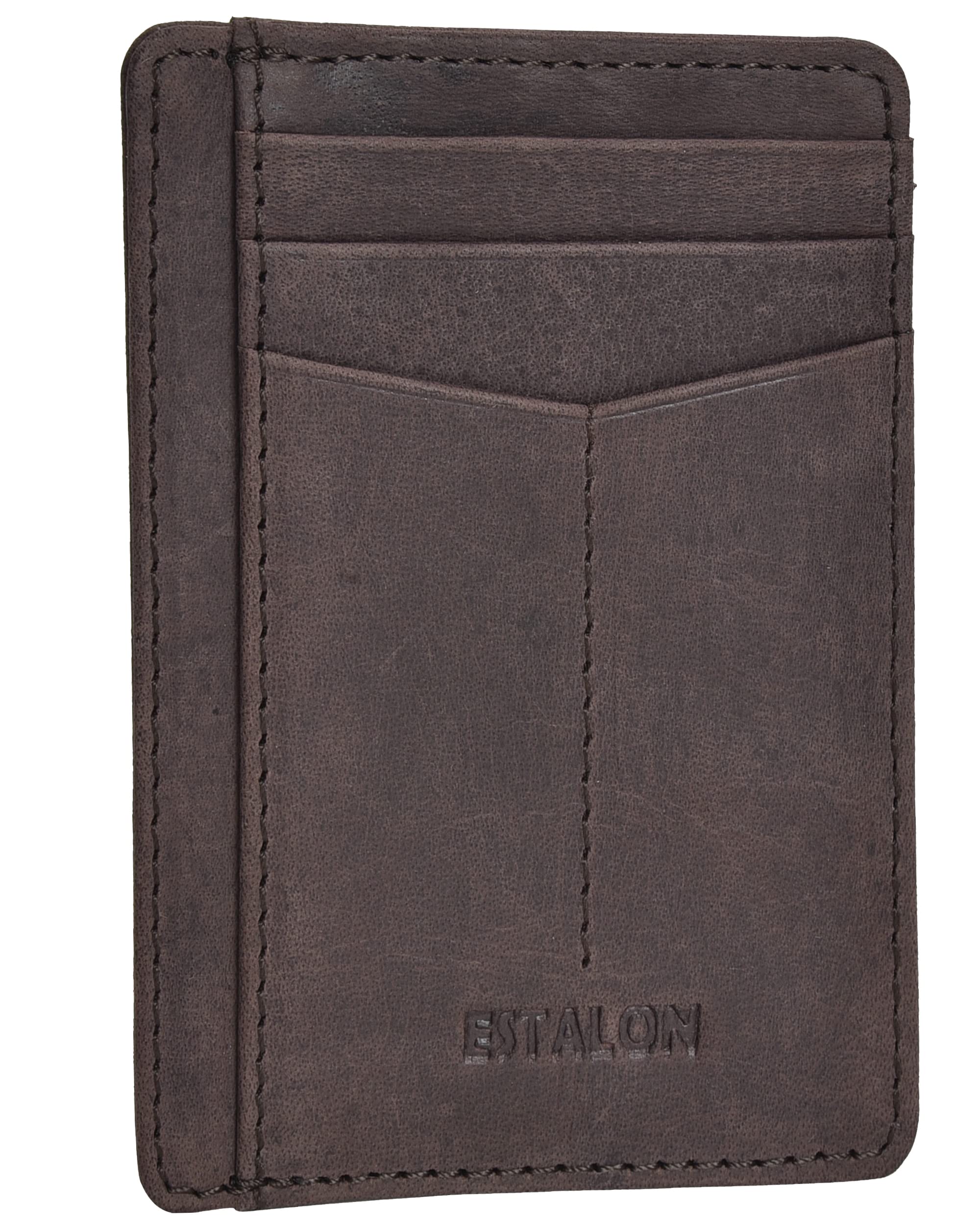 EstalonFront Pocket Leather Wallet for Men - RFID Blocking Bifold Wallet with ID Window
