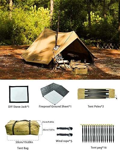 Miniatura 2 de Tienda de campaña caliente con gato de estufa, refugio impermeable y resistente al viento para 4 estaciones, para 1 a 4 personas, ligera para