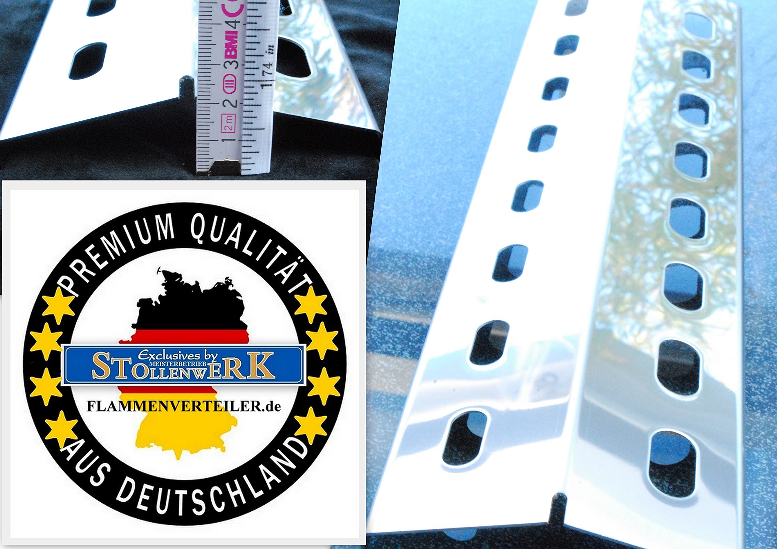 V2A, 505mm x 155mm Flammenverteiler Edelstahl-Manufaktur Gasgrill Ersatz-Set/Flammenblech/Grillblech/Brennerabdeckung/Flammenabdeckung/Gasgrill