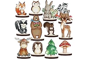 Geetery Woodland Animals Wooden Cutouts for Woodland Party Decorations