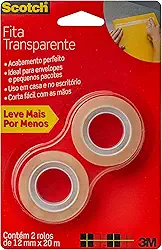 Scotch, 3M, Fita Adesiva Transparente, 2 Rolos, 12mm x 20M