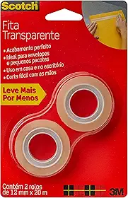 Scotch, 3M, Fita Adesiva Transparente, 2 Rolos, 12mm x 20M