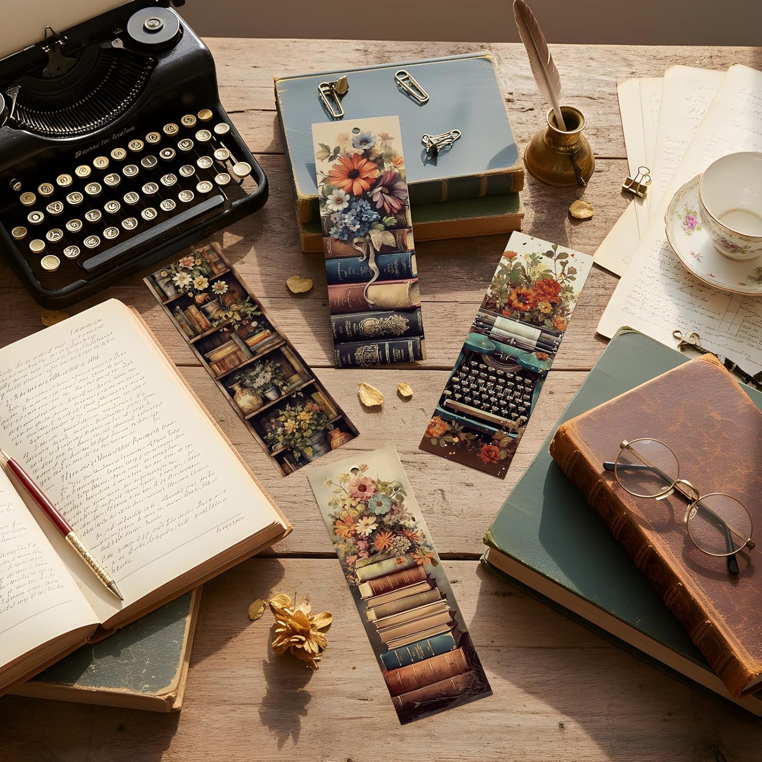 Vintage Book Bulk Bookmark, 100 Pcs Cottagecore Floral Books Bulk Paper Bookmarks for Women, Retro Bookmark with Tassels Gift for Kids Reading Lovers Teacher Students - Image 2