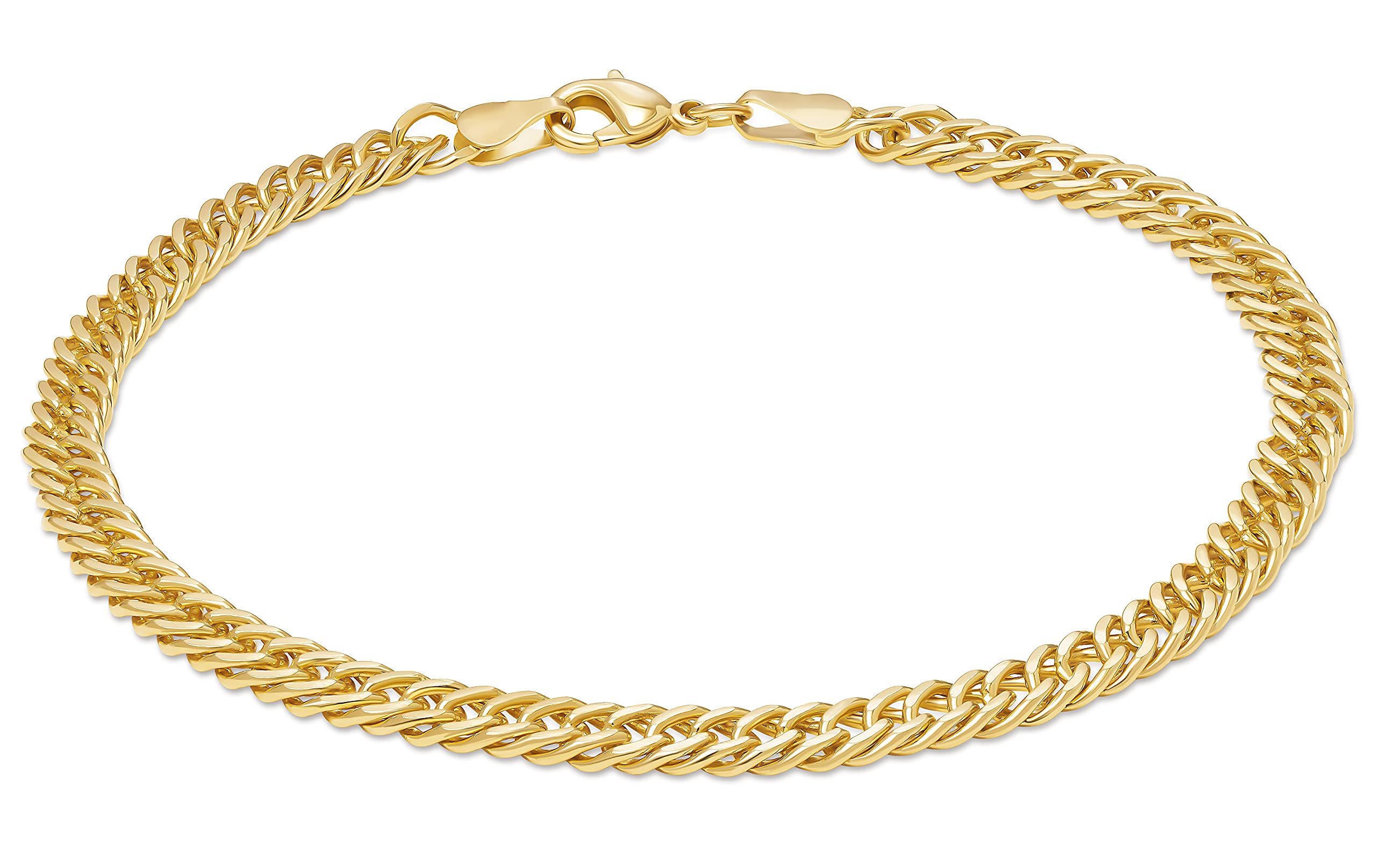 Barzel18K Gold Plated Tight Curb Anklet for Women - Made In Brazil