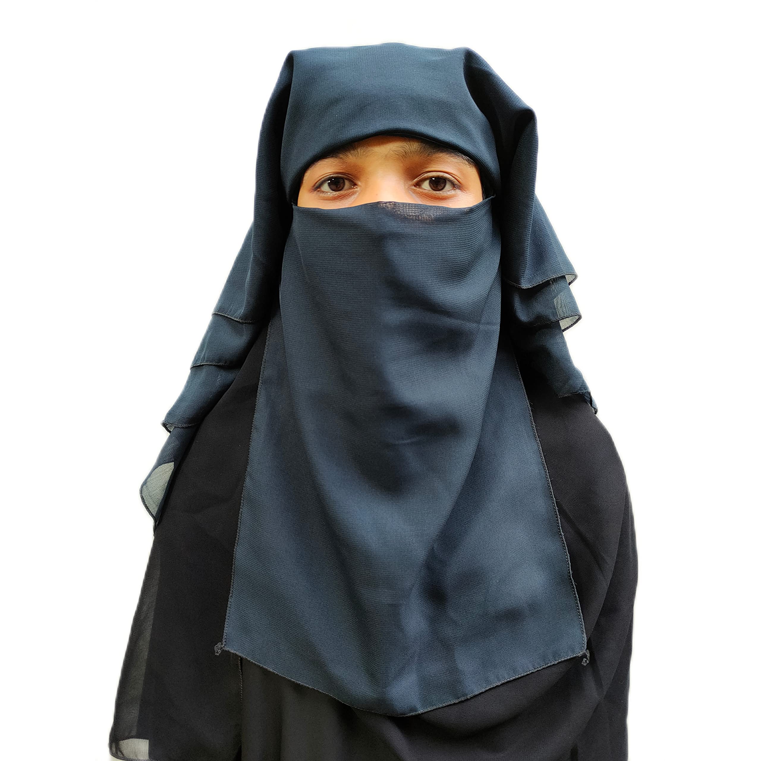 SHN 4 layer breathable georgette solid abaya/niqab/face viel for latest dubai collection for women and girls (coffee color) with 6 months warranty