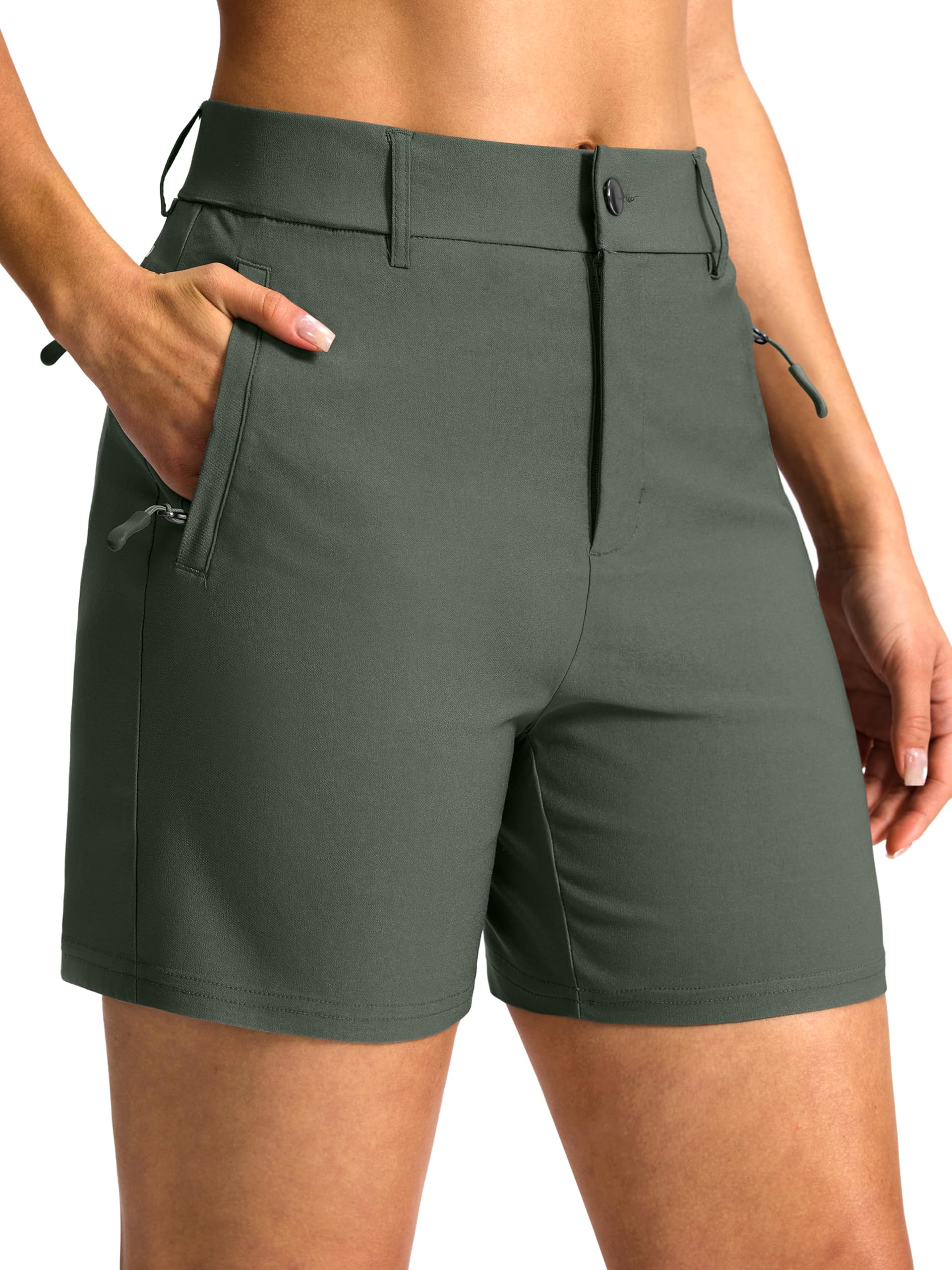 SANTINY Women's 5"/7" Hiking Golf Shorts with 3 Pockets Stretch Quick Dry Outdoor Travel Work Shorts for Women Casual Summer — view 15